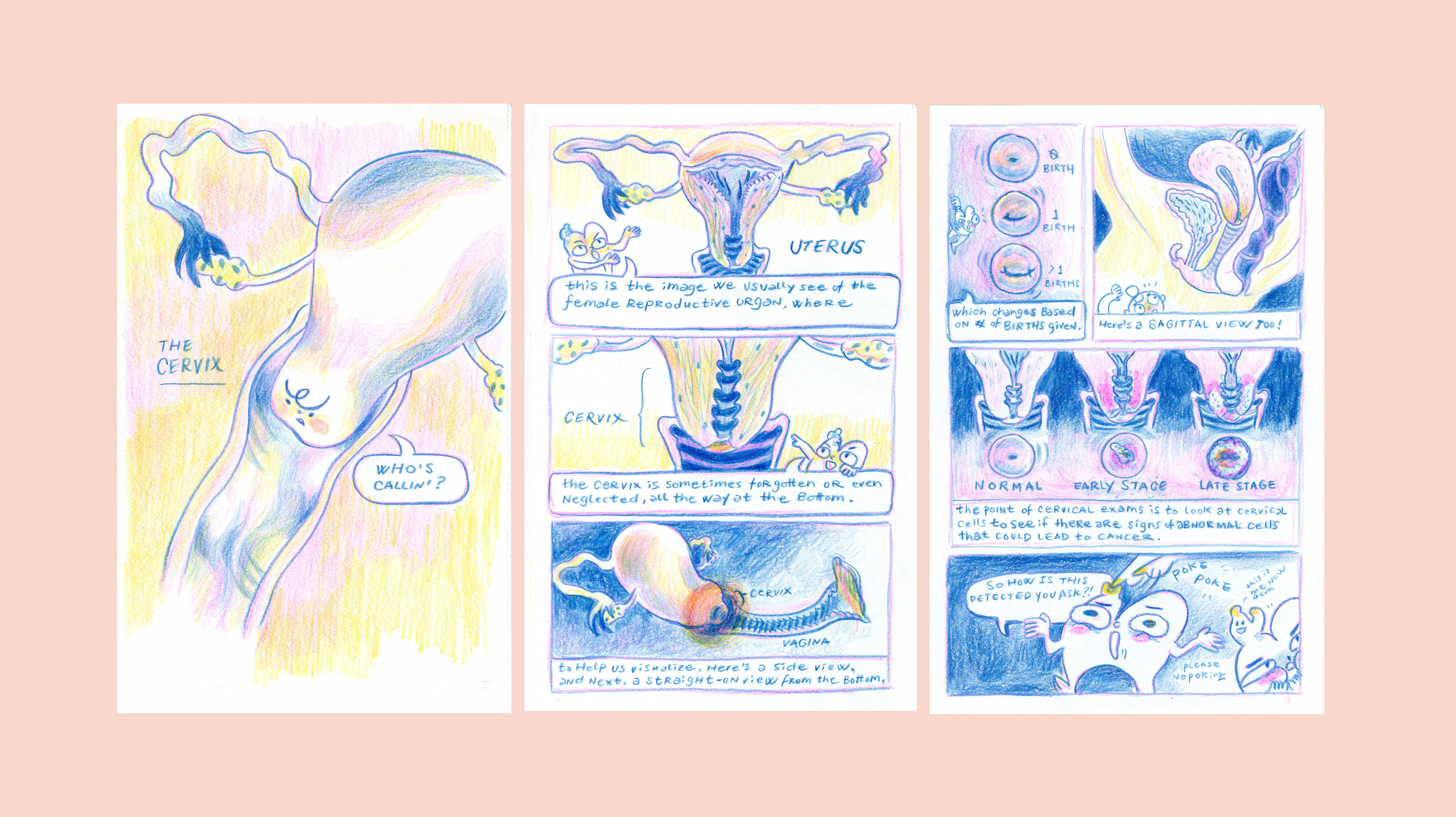three pages from the zine: Do you have a cervix?