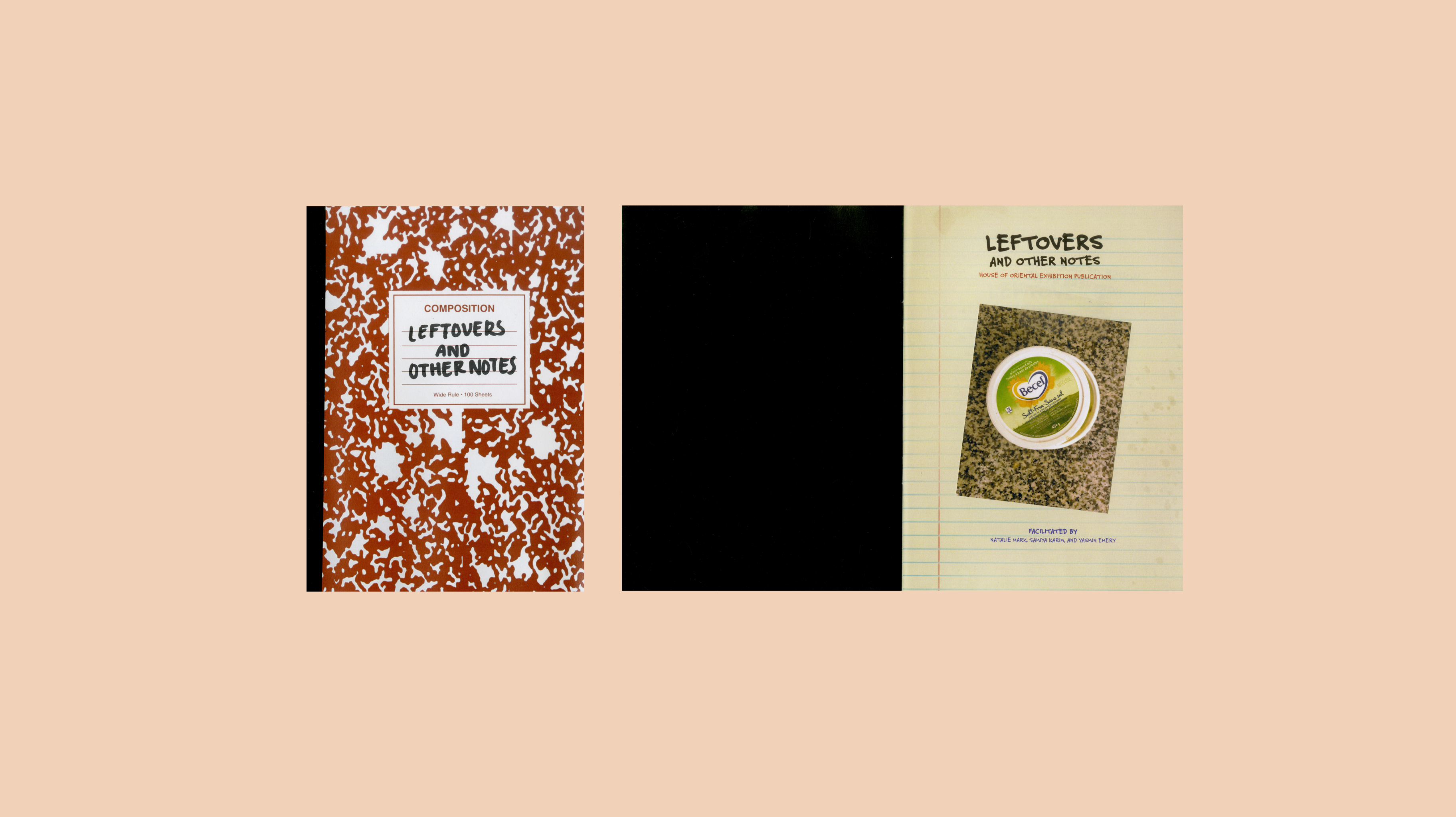 front cover and first two pages of the zine: Leftovers